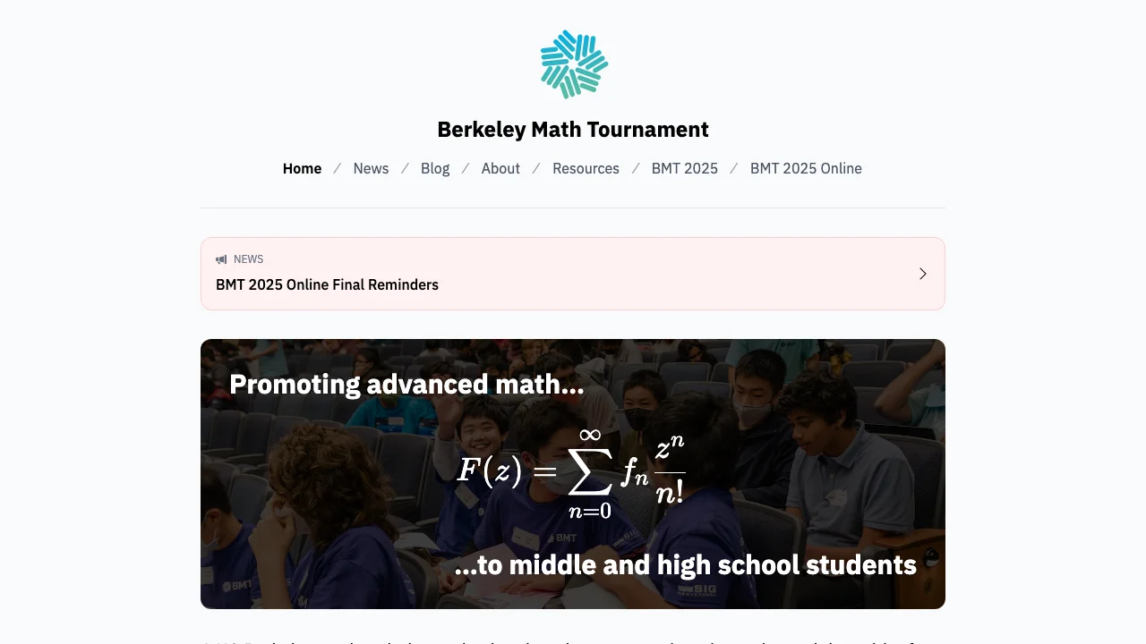 Screenshot of Berkeley Math Tournament