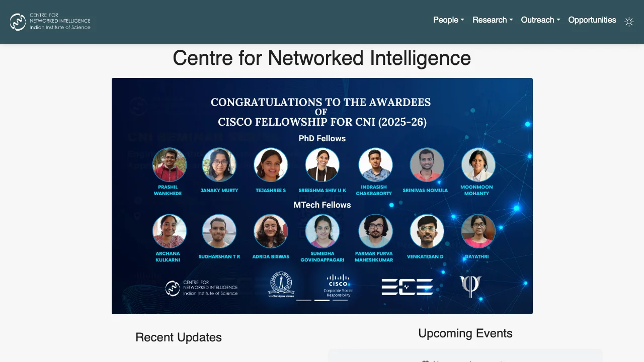 Screenshot of Centre for Networked Intelligence