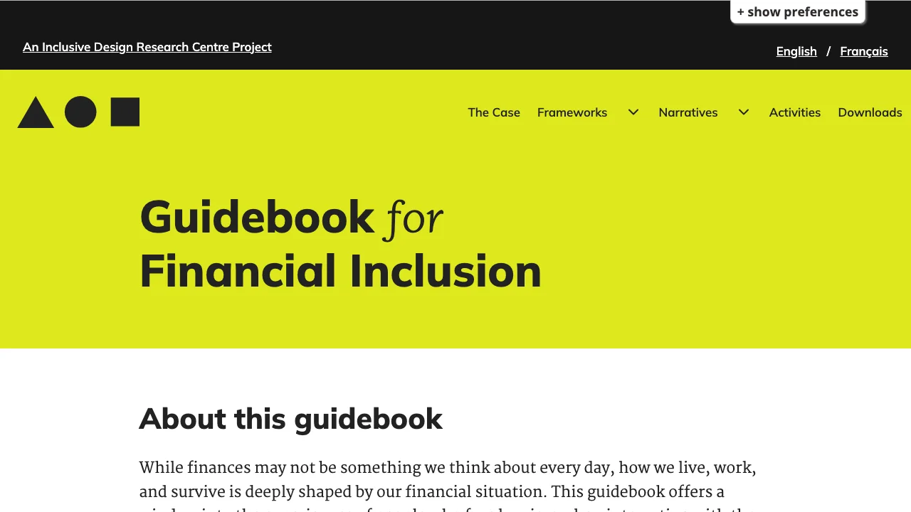Screenshot of Guidebook for Financial Inclusion