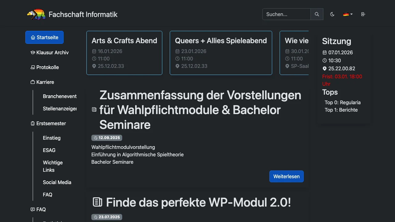 Screenshot of Fachschaft Informatik