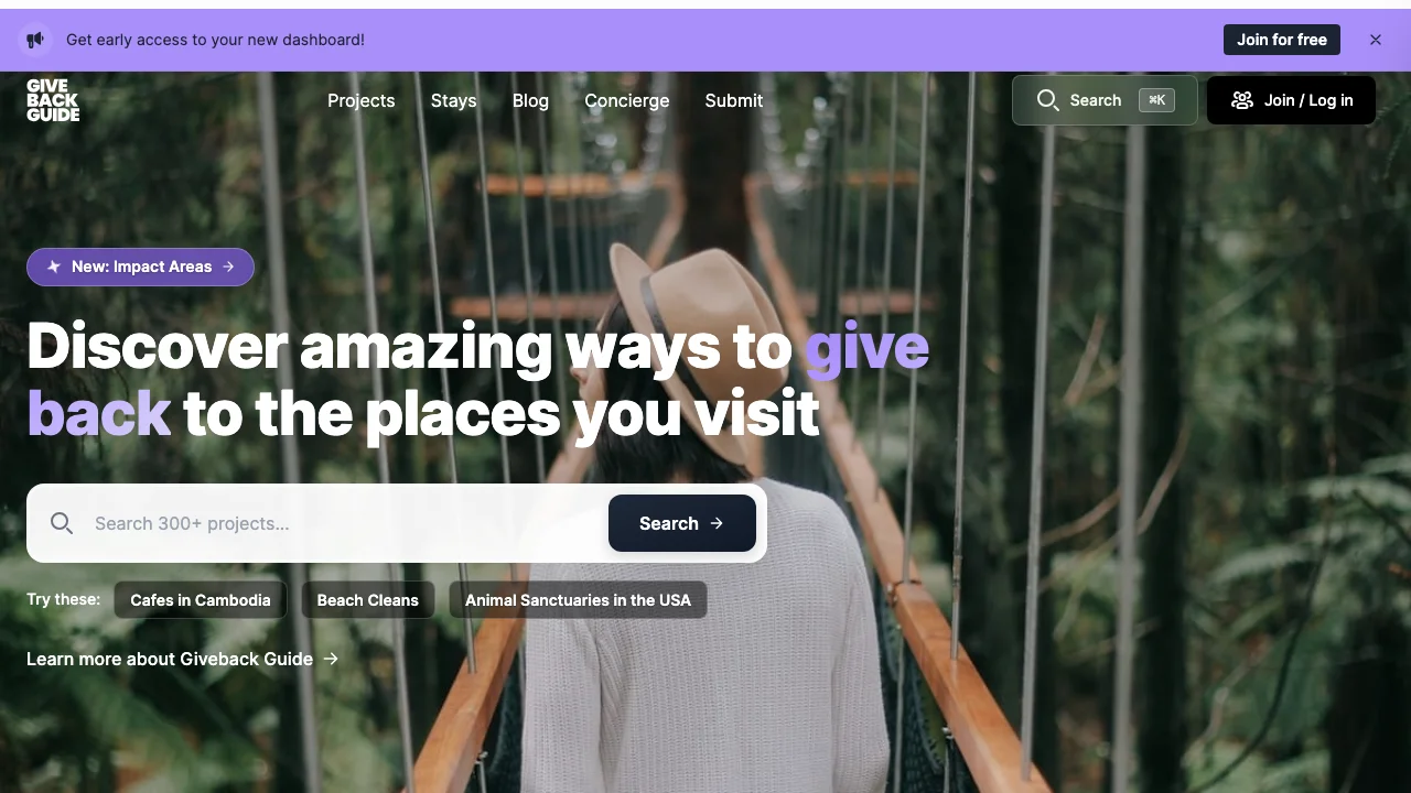 Screenshot of Giveback Guide