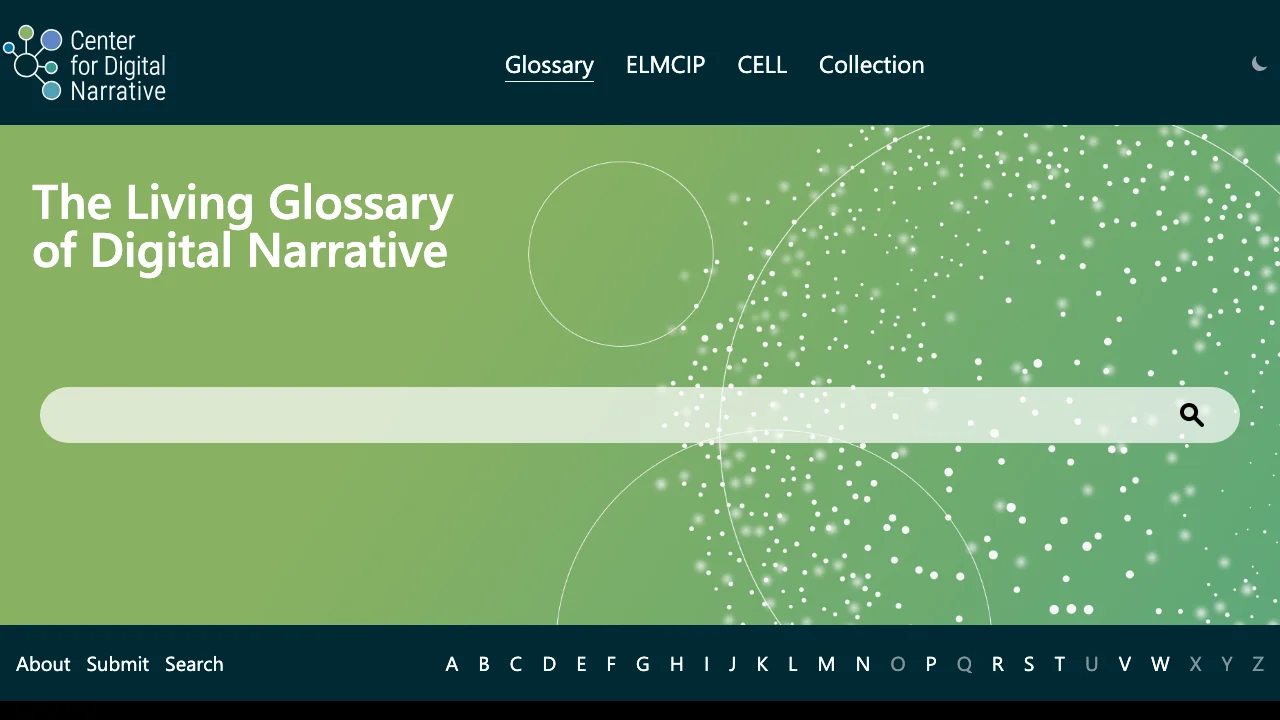 Screenshot of The Living Glossary of Digital Narrative