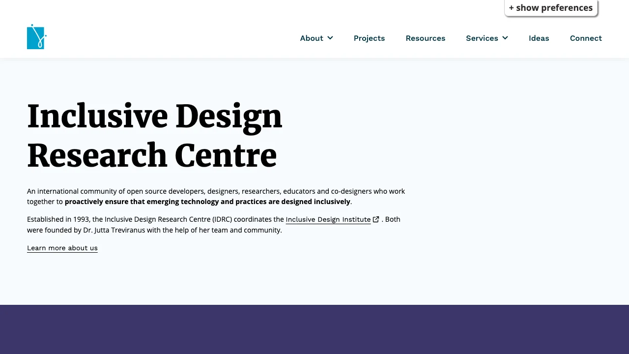 Screenshot of Inclusive Design Research Centre
