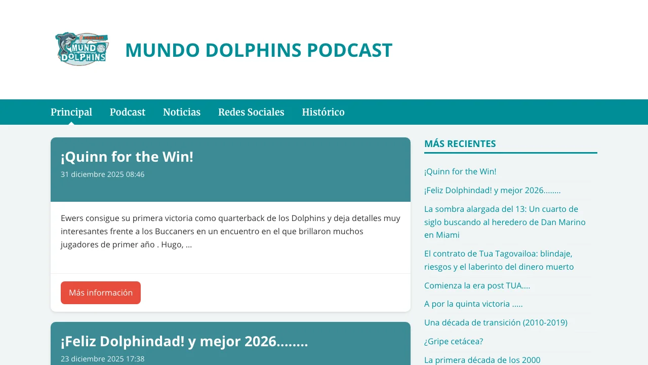 Screenshot of Mundo Dolphins Podcast