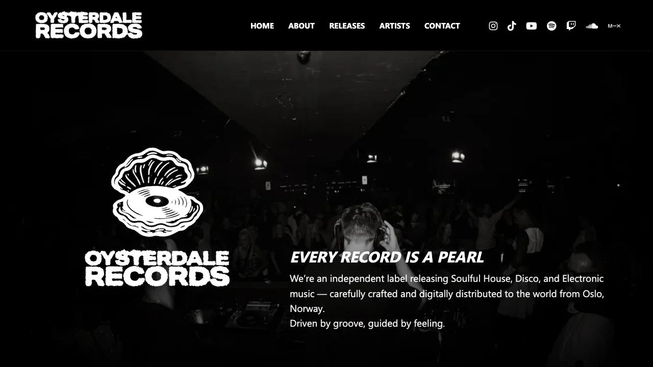 Screenshot of Oysterdale Records