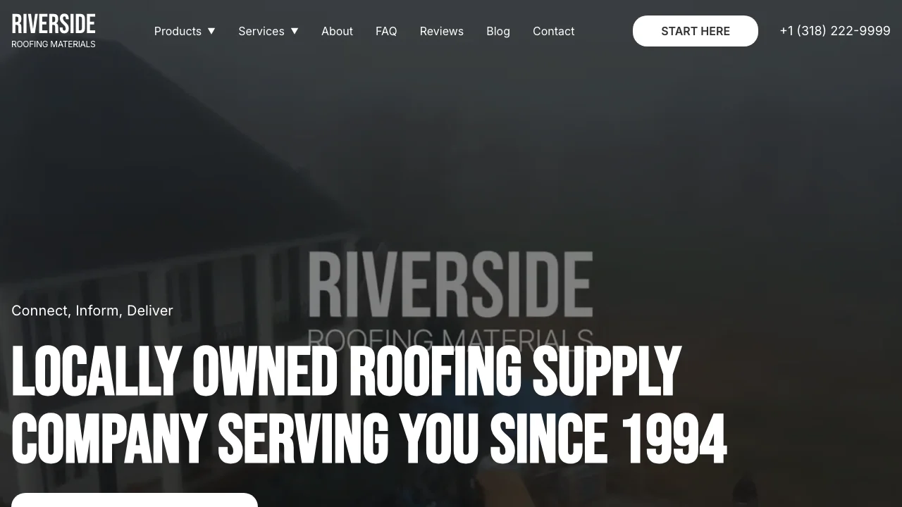 Screenshot of Riverside Roofing Materials