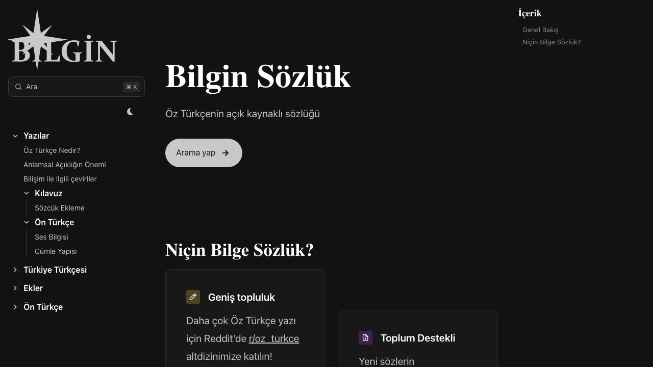 Screenshot of Bilgin Sözlük
