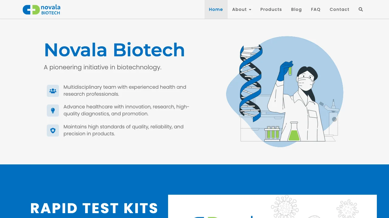 Screenshot of Novala Biotech